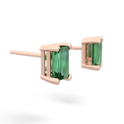 Lab Emerald 6X4mm Emerald-Cut Stud 14K Rose Gold earrings E1855