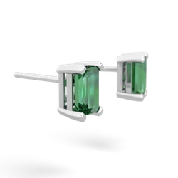 Lab Emerald 6X4mm Emerald-Cut Stud 14K White Gold earrings E1855