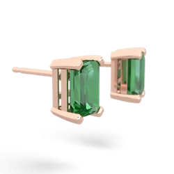 Lab Emerald 7X5mm Emerald-Cut Stud 14K Rose Gold earrings E1856