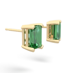Lab Emerald 7X5mm Emerald-Cut Stud 14K Yellow Gold earrings E1856