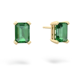 Lab Emerald 7X5mm Emerald-Cut Stud 14K Yellow Gold earrings E1856