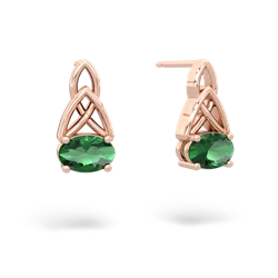 Lab Emerald Celtic Trinity Knot 14K Rose Gold earrings E2389
