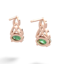 Lab Emerald Celtic Trinity Knot 14K Rose Gold earrings E2389
