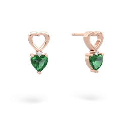 Lab Emerald Four Hearts 14K Rose Gold earrings E2558