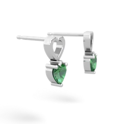 Lab Emerald Four Hearts 14K White Gold earrings E2558