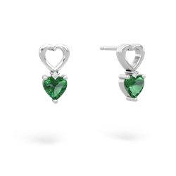 Lab Emerald Four Hearts 14K White Gold earrings E2558