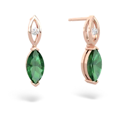 Lab Emerald Marquise Drop 14K Rose Gold earrings E5333