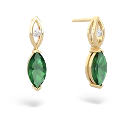 Lab Emerald Marquise Drop 14K Yellow Gold earrings E5333