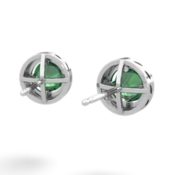 Lab Emerald Halo 14K White Gold earrings E5320