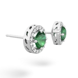 Lab Emerald Halo 14K White Gold earrings E5320