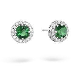 Lab Emerald Halo 14K White Gold earrings E5320