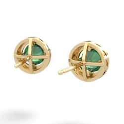 Lab Emerald Halo 14K Yellow Gold earrings E5320