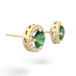 Lab Emerald Halo 14K Yellow Gold earrings E5320