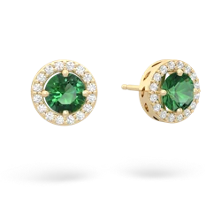 Lab Emerald Halo 14K Yellow Gold earrings E5320