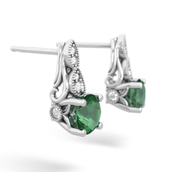 Lab Emerald Antique Elegance 14K White Gold earrings E3100