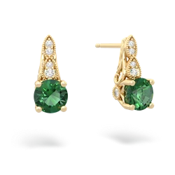 Lab Emerald Antique Elegance 14K Yellow Gold earrings E3100