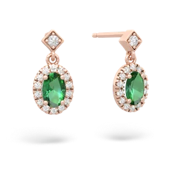 Lab Emerald Antique-Style Halo 14K Rose Gold earrings E5720