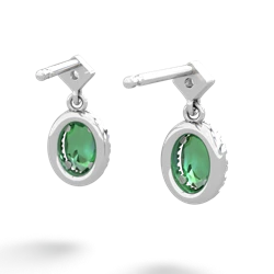 Lab Emerald Antique-Style Halo 14K White Gold earrings E5720