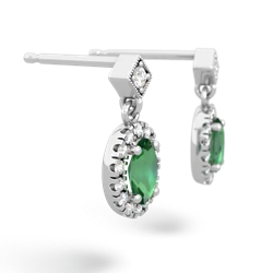 Lab Emerald Antique-Style Halo 14K White Gold earrings E5720