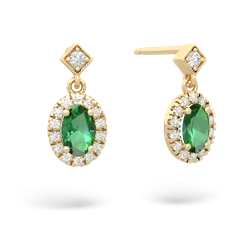 Lab Emerald Antique-Style Halo 14K Yellow Gold earrings E5720