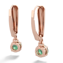 Lab Emerald 5Mm Round Lever Back 14K Rose Gold earrings E2785