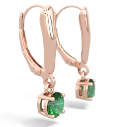 Lab Emerald 5Mm Round Lever Back 14K Rose Gold earrings E2785