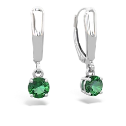 Lab Emerald 5Mm Round Lever Back 14K White Gold earrings E2785