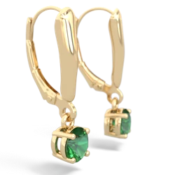 Lab Emerald 5Mm Round Lever Back 14K Yellow Gold earrings E2785