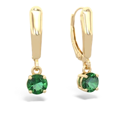 Lab Emerald 5Mm Round Lever Back 14K Yellow Gold earrings E2785