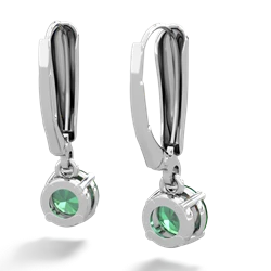 Lab Emerald 6Mm  Round Lever Back 14K White Gold earrings E2786