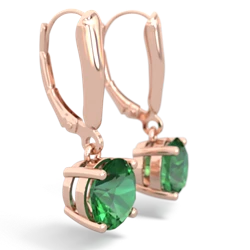 Lab Emerald 8Mm Round Lever Back 14K Rose Gold earrings E2788