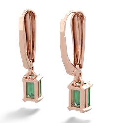 Lab Emerald 6X4mm Emerald-Cut Lever Back 14K Rose Gold earrings E2855