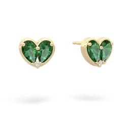 Lab Emerald 'Our Heart' 14K Yellow Gold earrings E5072