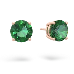 Lab Emerald 8Mm Round Stud 14K Rose Gold earrings E1788