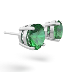 Lab Emerald 8Mm Round Stud 14K White Gold earrings E1788