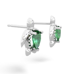 Lab Emerald Baby Sea Turtle 14K White Gold earrings E5241