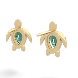 Lab Emerald Baby Sea Turtle 14K Yellow Gold earrings E5241