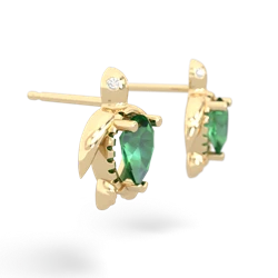 Lab Emerald Baby Sea Turtle 14K Yellow Gold earrings E5241