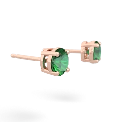 Lab Emerald 5Mm Round Stud 14K Rose Gold earrings E1785