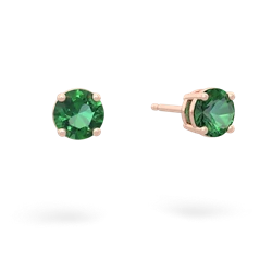 Lab Emerald 5Mm Round Stud 14K Rose Gold earrings E1785