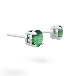 Lab Emerald 5Mm Round Stud 14K White Gold earrings E1785