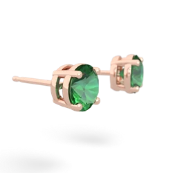 Lab Emerald 6Mm Round Stud 14K Rose Gold earrings E1786