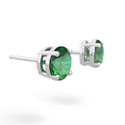 Lab Emerald 6Mm Round Stud 14K White Gold earrings E1786