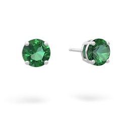 Lab Emerald 6Mm Round Stud 14K White Gold earrings E1786