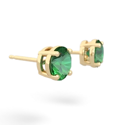 Lab Emerald 6Mm Round Stud 14K Yellow Gold earrings E1786