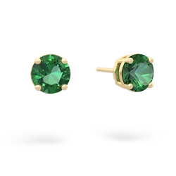 Lab Emerald 6Mm Round Stud 14K Yellow Gold earrings E1786