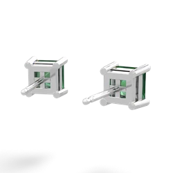 Lab Emerald 5Mm Princess Cut Stud 14K White Gold earrings E1789