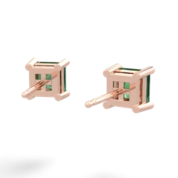 Lab Emerald 5Mm Princess Cut Stud 14K Rose Gold earrings E1789