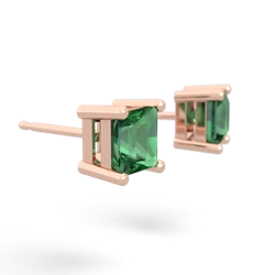 Lab Emerald 5Mm Princess Cut Stud 14K Rose Gold earrings E1789