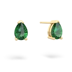 Lab Emerald Teardrop Stud 14K Yellow Gold earrings E1793
